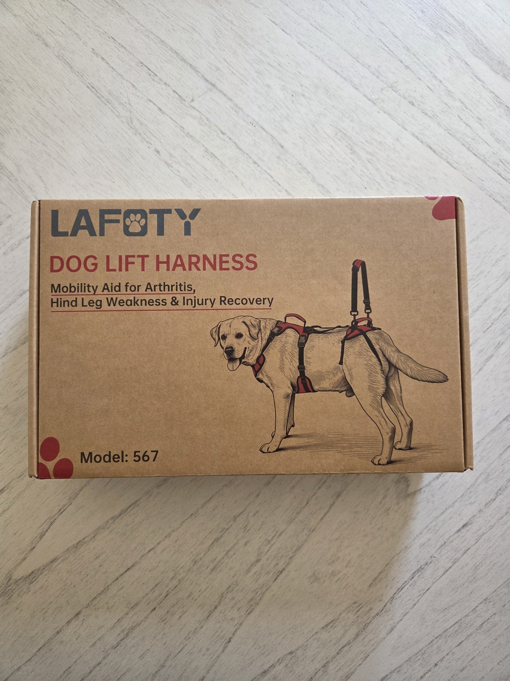 Lafoty Dog Lift Harness for Large Dogs, Full-Body Support Size Large, Red, New